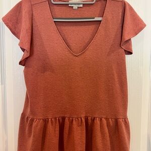 LOFT Terracotta V-Neck Blouse